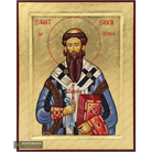 Saint Sava of Serbia Handwritten Icon with Gold Leaves