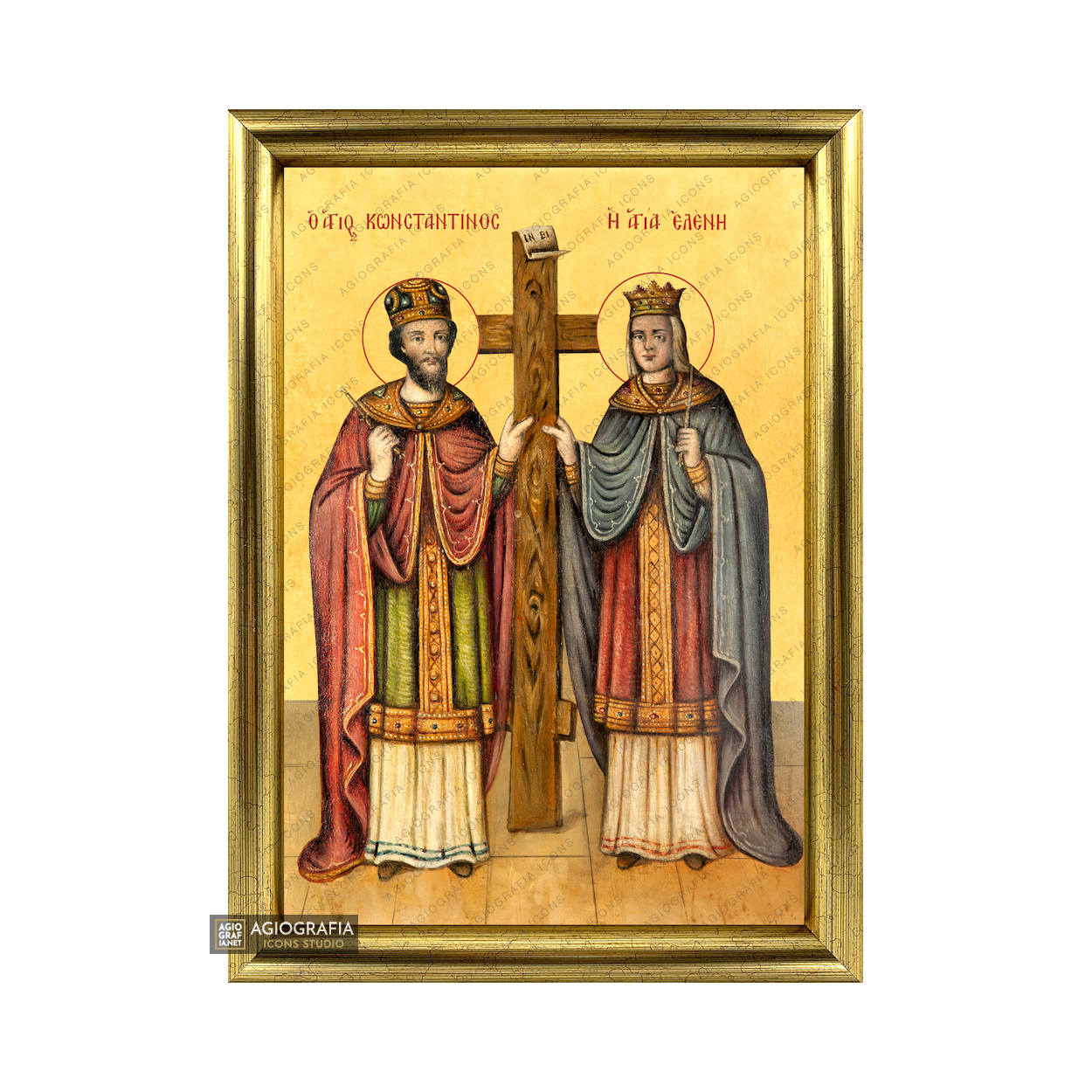 22k Sts Constantine & Helen - Exclusive Framed Gold Leaf Greek Icon