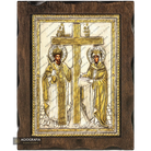 Saints Constantine and Helen Pure Silver and 24k Gold Plated Icon