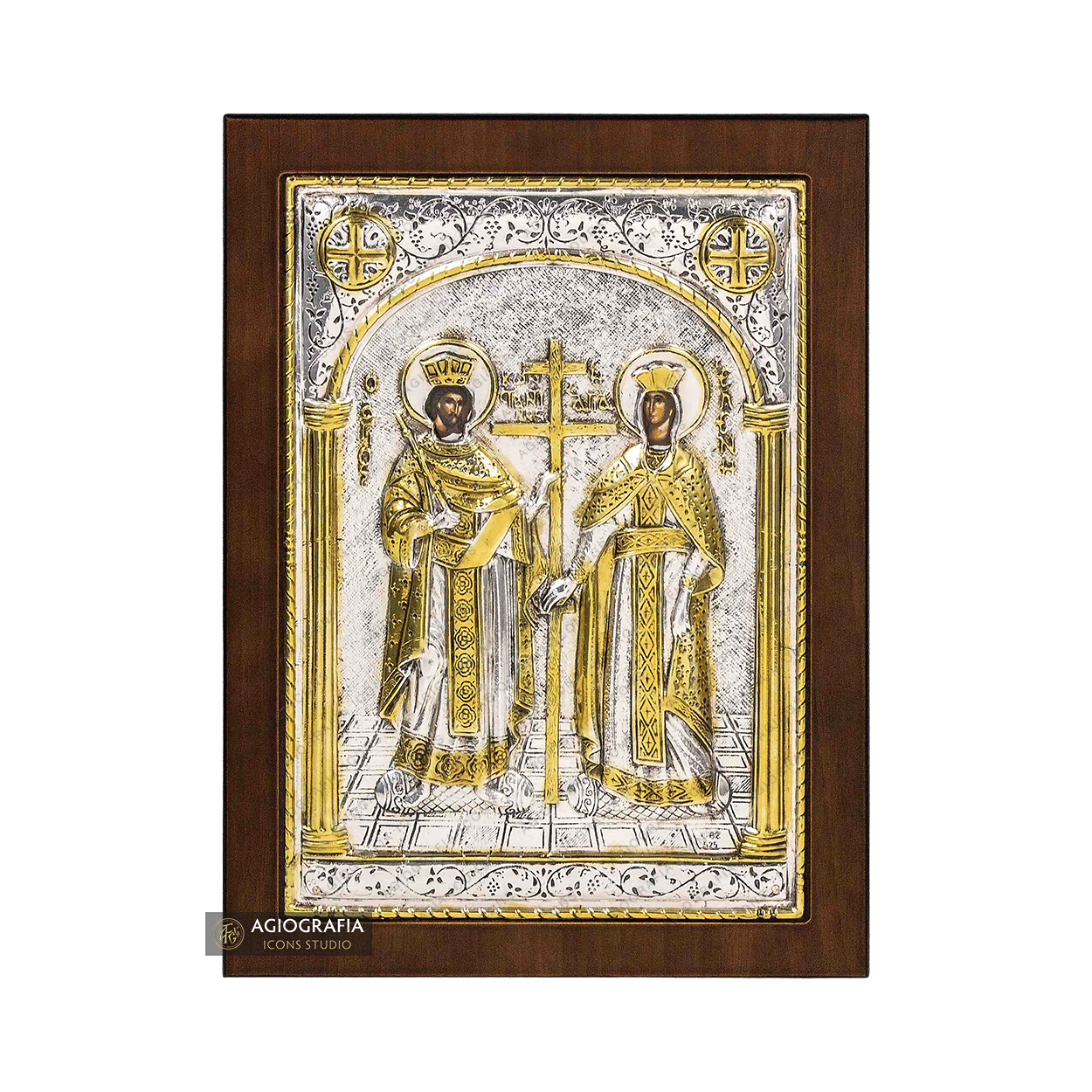 Saints Constantine & Helen Orthodox Silver Plated Icon