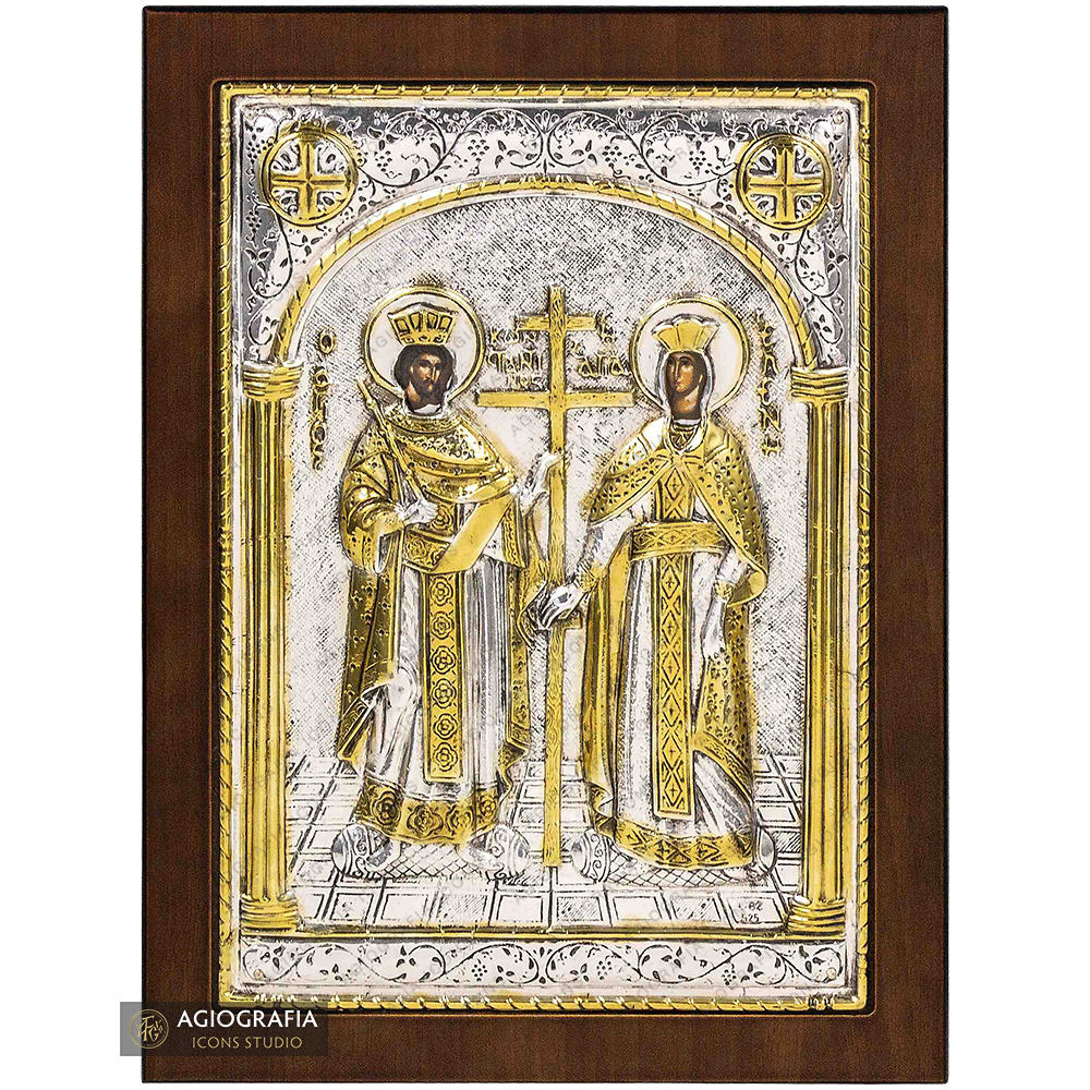 Saints Constantine & Helen Orthodox Silver Plated Icon