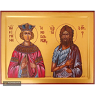 22k Saints John and Irene Handwritten Gold Leaves Background Icon