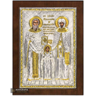 Saints Raphael Nicholas Irene Christian Orthodox Silver Plated Icon