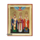 18k Saints Spiridon Theodora Nicholas Orthodox Icon with Gold Leaf
