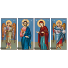 4 Icons Christ Virgin Mary Archangels Michael Gabriel Blue Background