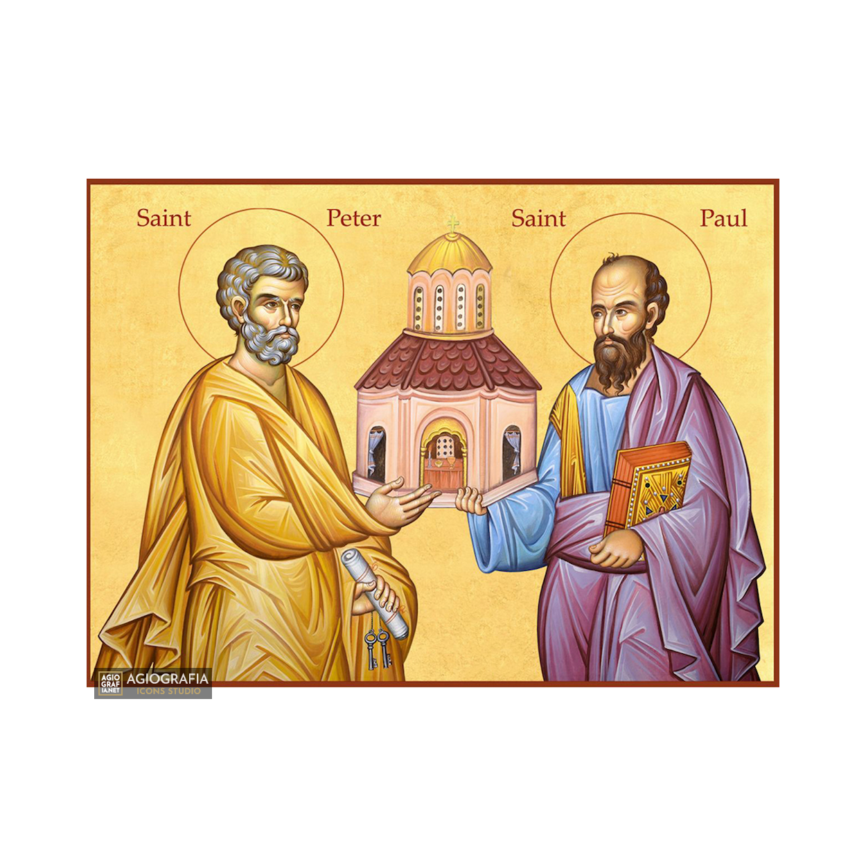 22k Sts Apostles Peter and Paul - Gold Leaf Background Orthodox Icon
