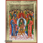 18 karats Synaxis of the Archangels Orthodox Wood Icon with Gold Leaf