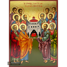 The 12 Holy Apostles Gold Print Greek Icon with Aged Gold Foil