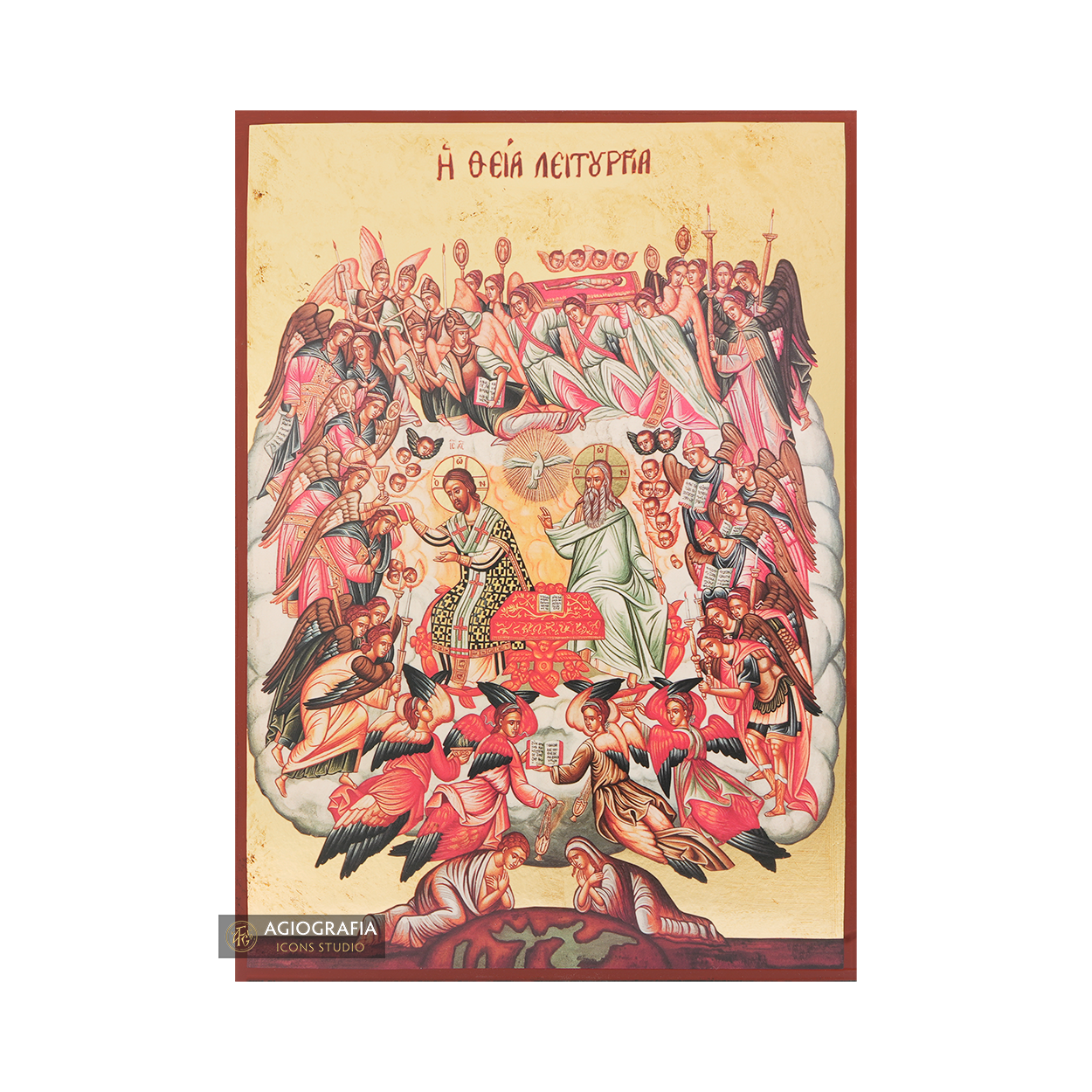 The Divine Liturgy Gold Print Icon with Aged Gold Foil