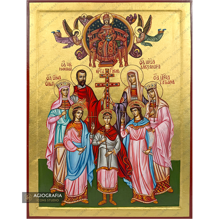 24k The Romanovs Holy Royal Martyrs Handwritten Icon with Gold Leaves