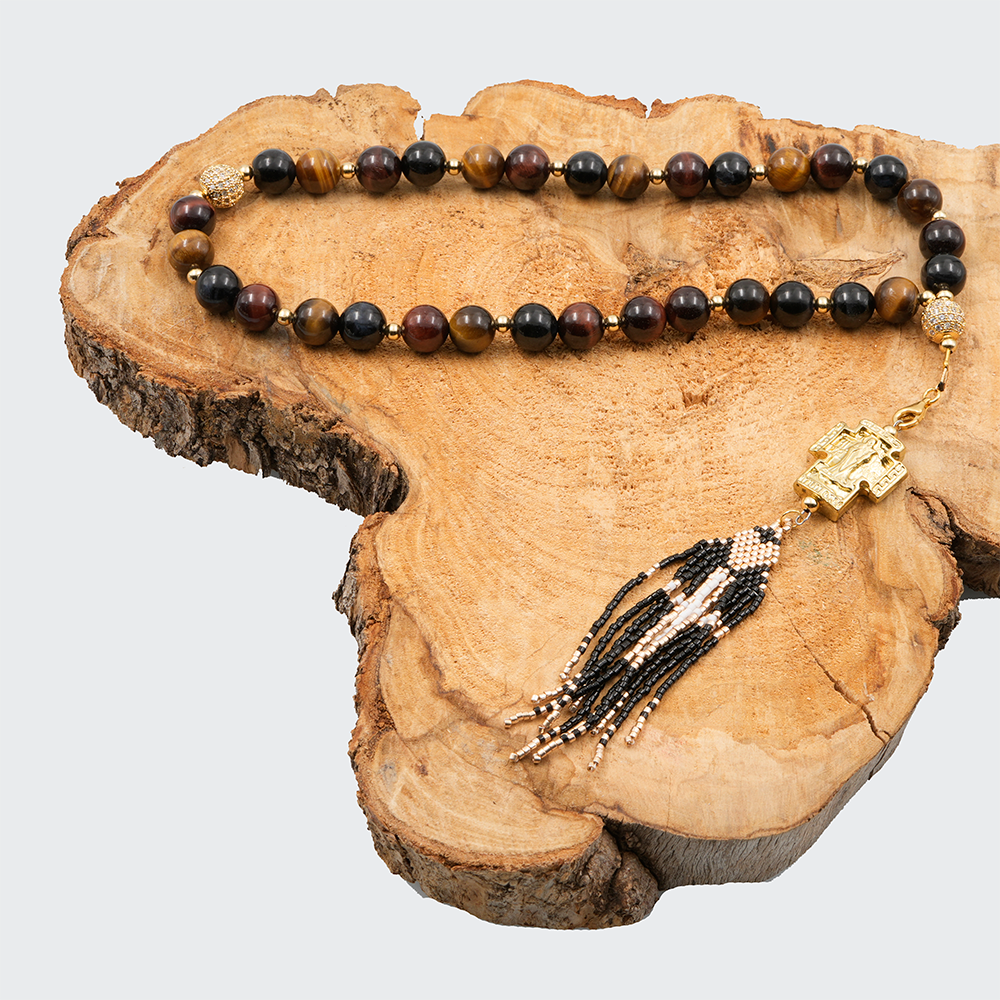 Tiger’s Eye 18k Gold Plated  33 beads Christian Decorative Rosary