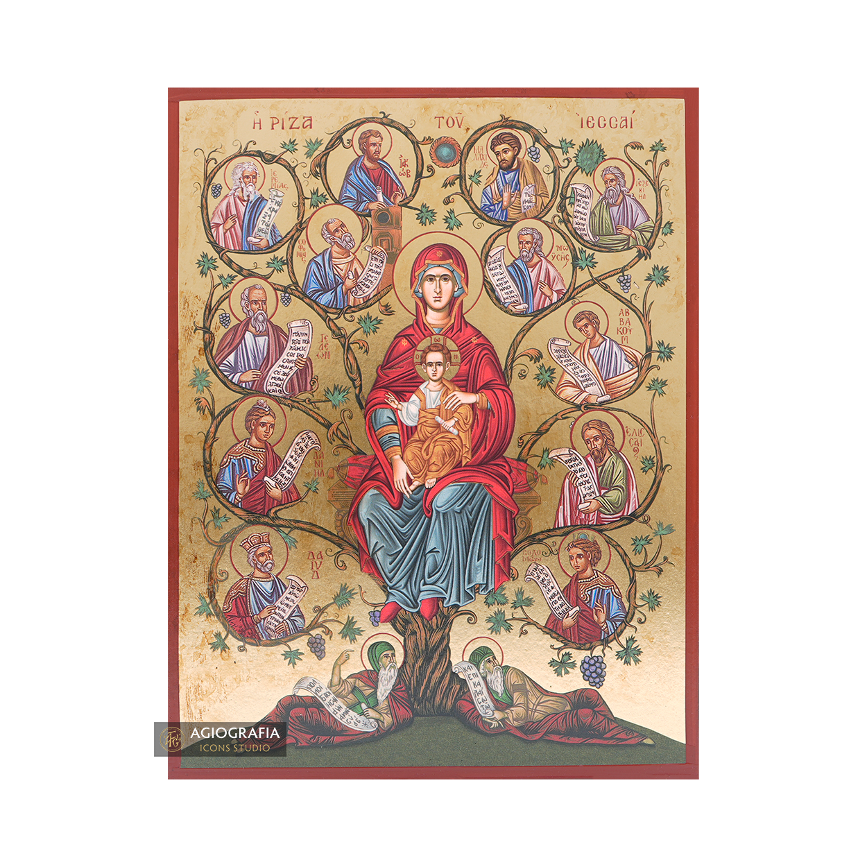 Tree of Jesse Gold Print Christian Icon with Aged Gold Foil