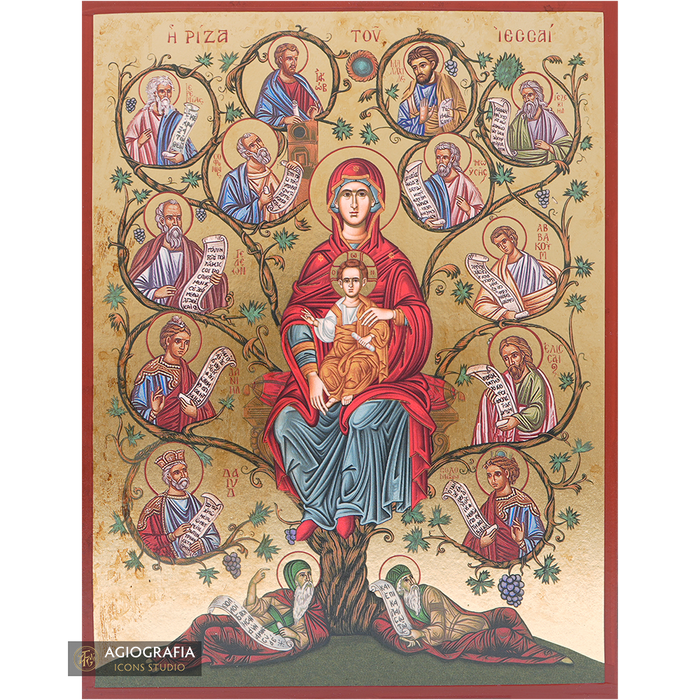 Tree of Jesse Gold Print Christian Icon with Aged Gold Foil