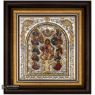 Jesus Christ Tree of Life Framed Silver Gold Plated Wood Icon