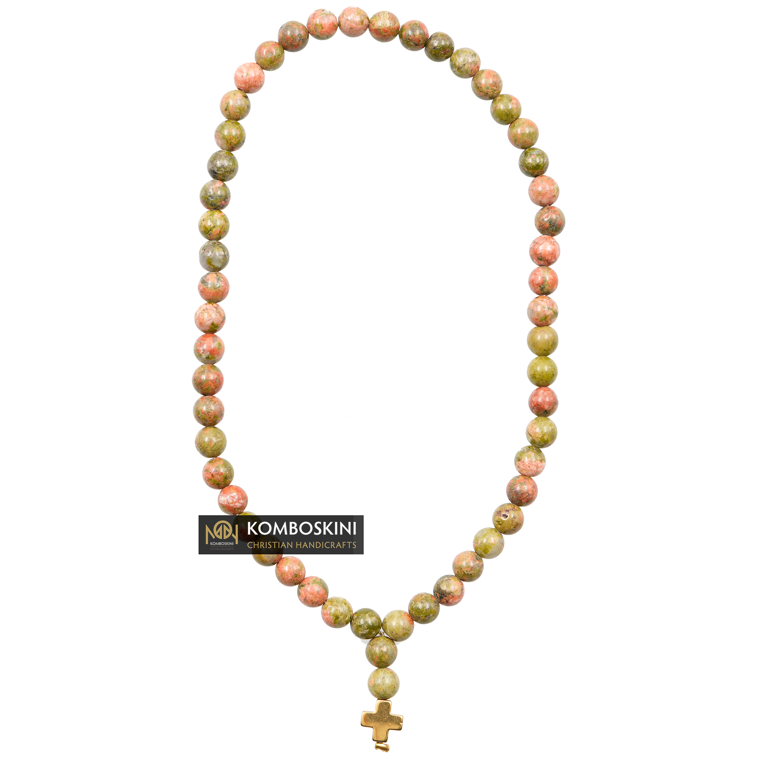 Prayer Rope of Unakite Semi-Precious Stones with 33 knots