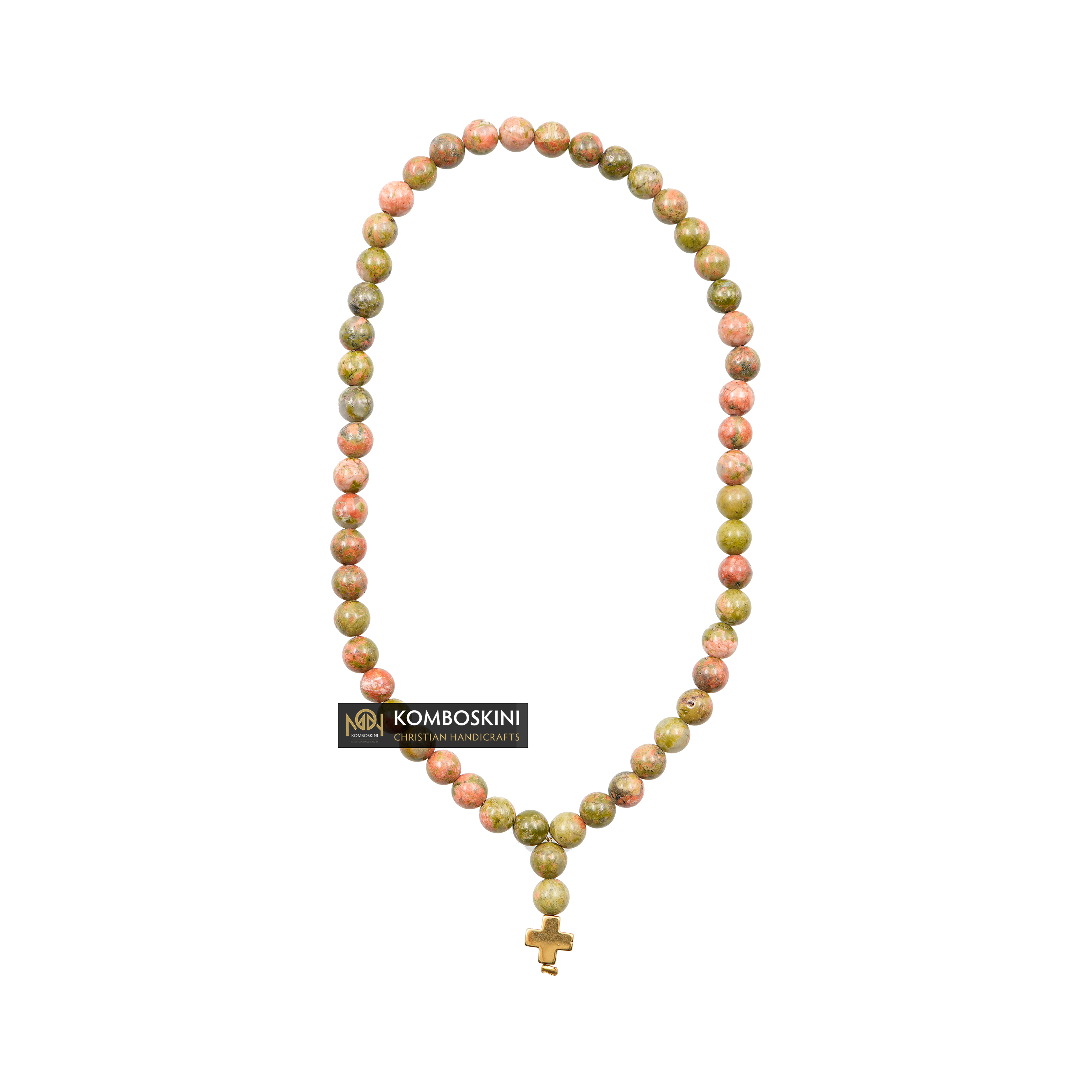 Prayer Rope of Unakite Semi-Precious Stones with 33 knots