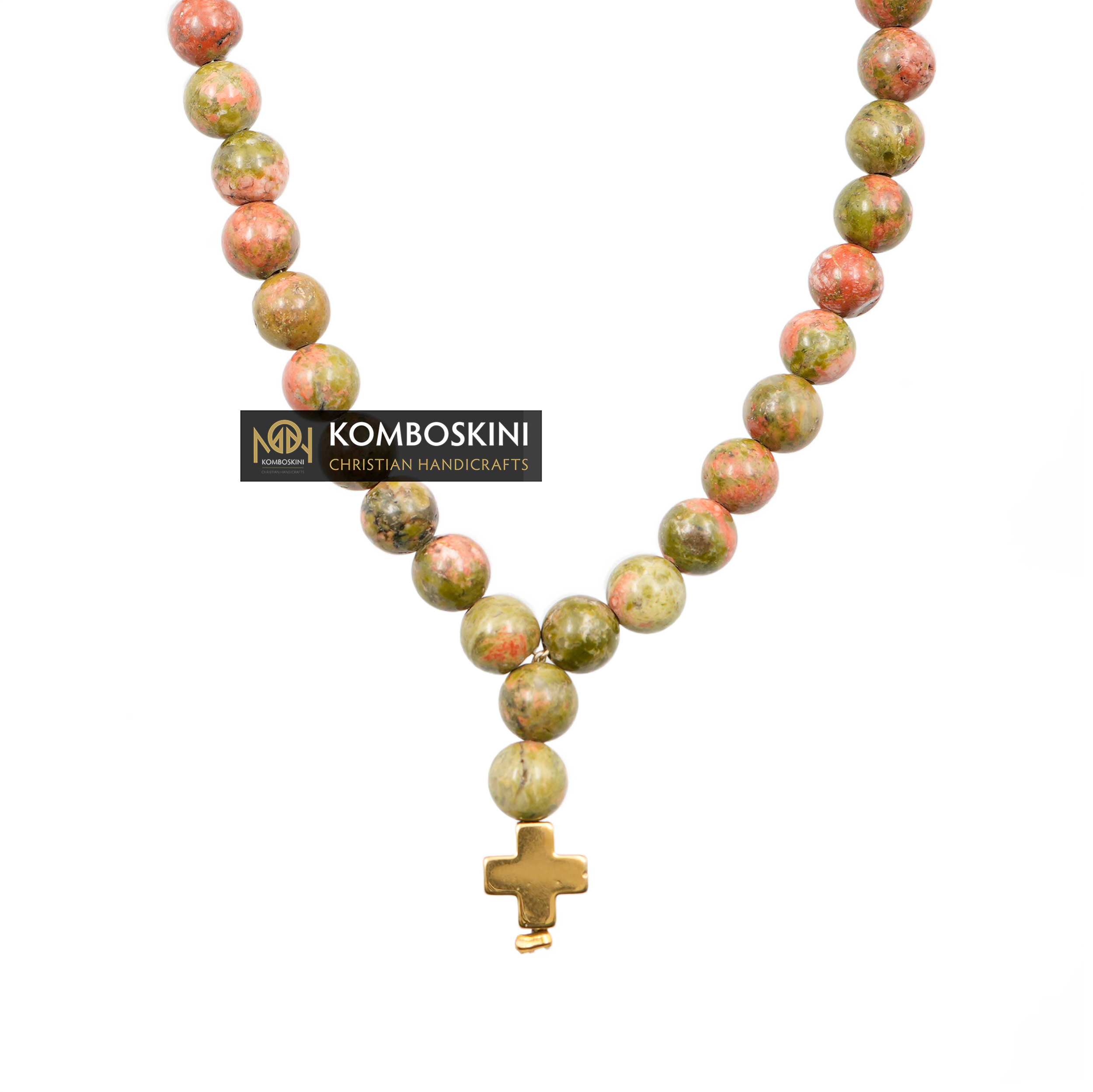 Prayer Rope of Unakite Semi-Precious Stones with 33 knots
