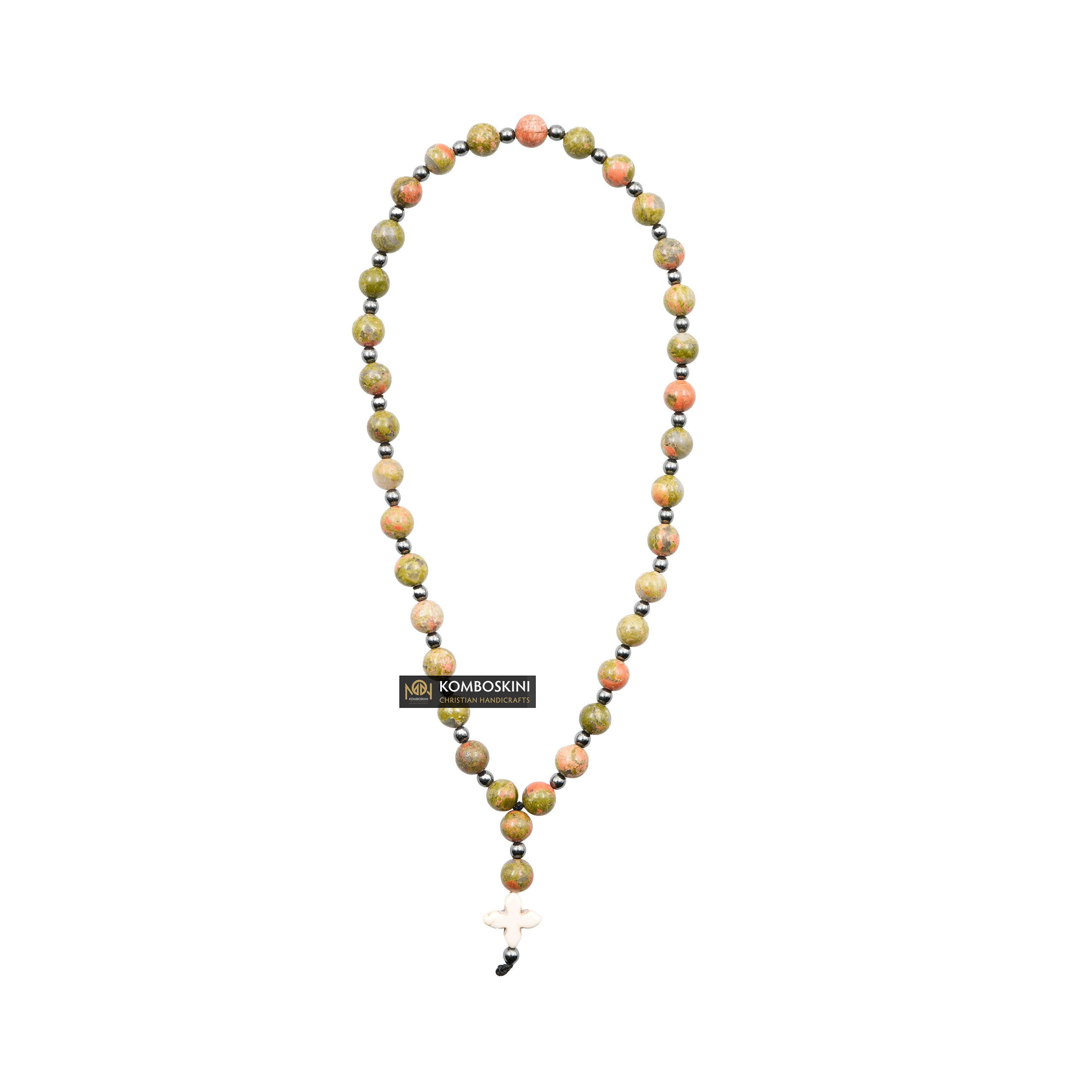 Prayer Rope of Unakite Semi-Precious Stones with 50 knots