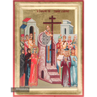 Universal Exaltation of the Holy Cross Christian Icon with Gold Leaf