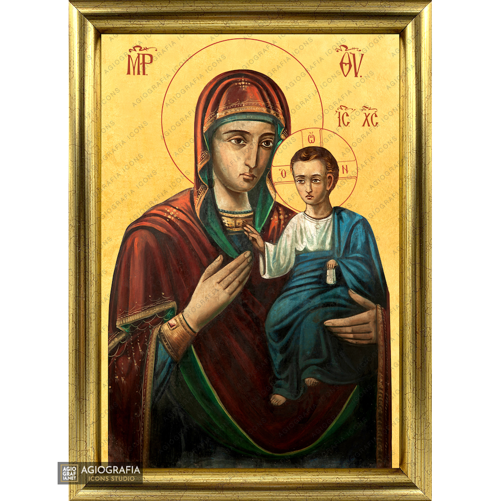 22k Vergine Maria - esclusivo icona ortodossa incorniciata a foglia d'oro