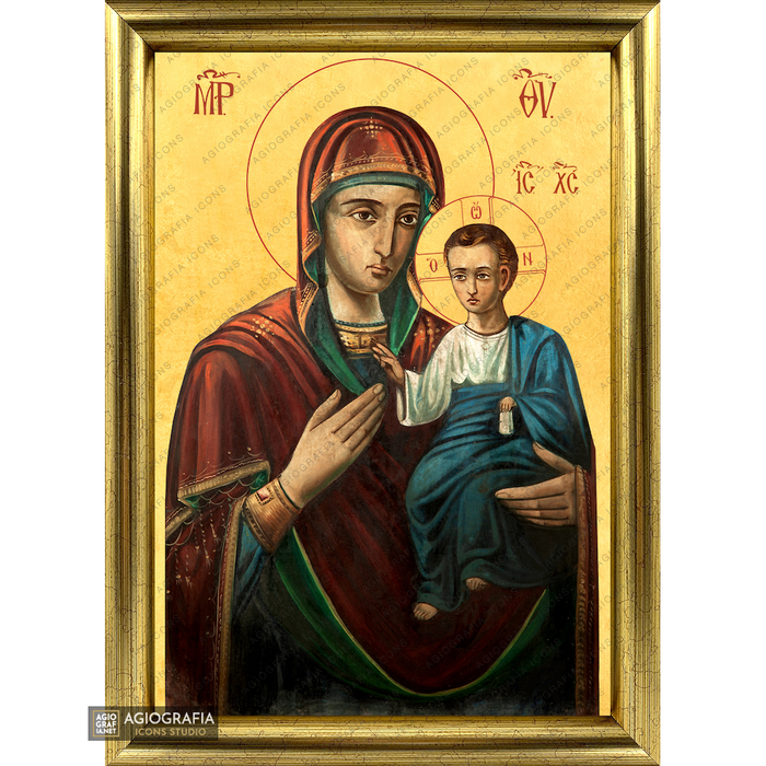 22k Gottesmutter - exklusiv gerahmte orthodoxe Ikone mit Blattgold