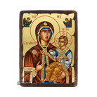 Virgin Mary of Agiassou Greek Orthodox Wood Icon with Gold Leaf