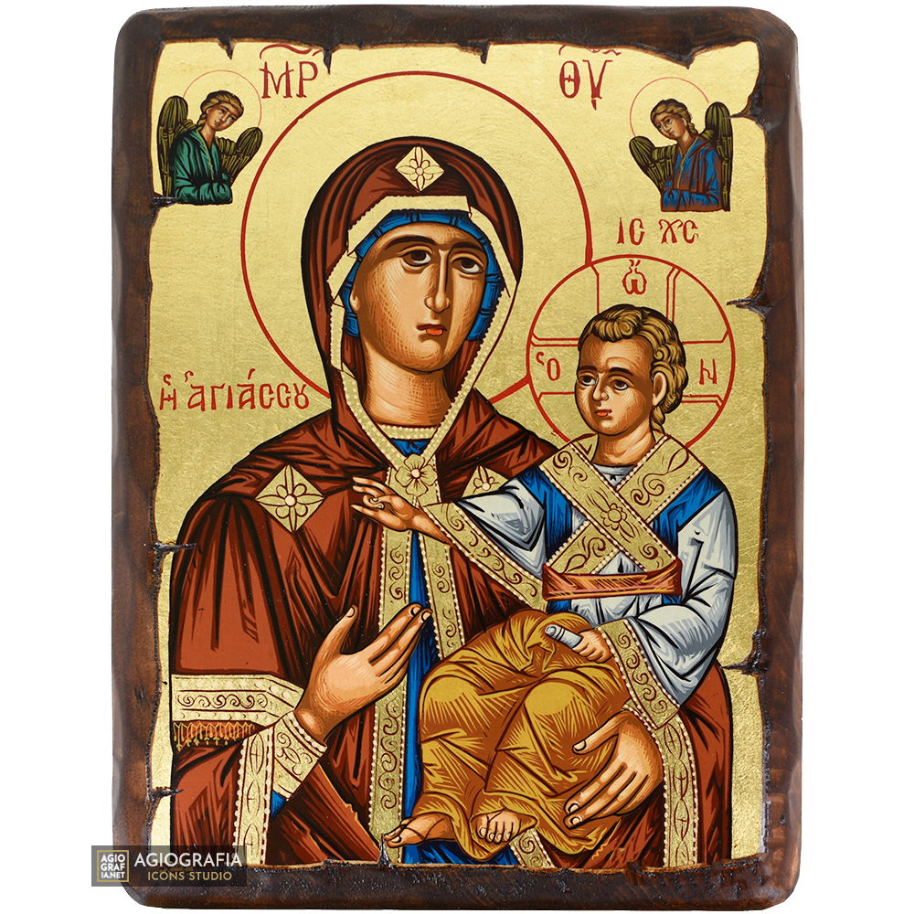 Gottesmutter von Agiasos griechisch-orthodoxe Holzikone mit Blattgold