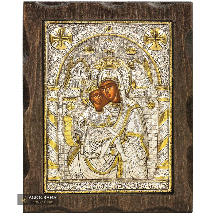 Virgin Mary Axion Esti Pure Silver and 24k Gold Plated Christian Icon