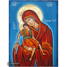 Virgin Mary Axion Esti Handwritten Icon with 24k Polished Engraved Halo