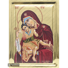 Virgin Mary Axion Esti Orthodox Icon on Wood with Gilding Effect