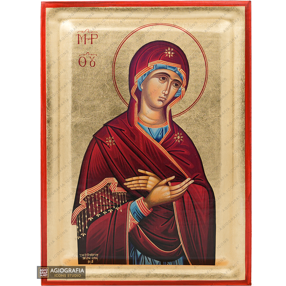 Virgin Mary Deesis Eastern Christian Icon on Wood with Gold Leaf ...