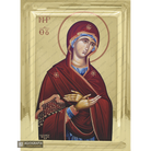 Virgin Mary Deesis Eastern Christian Icon on Wood with Gilding Effect