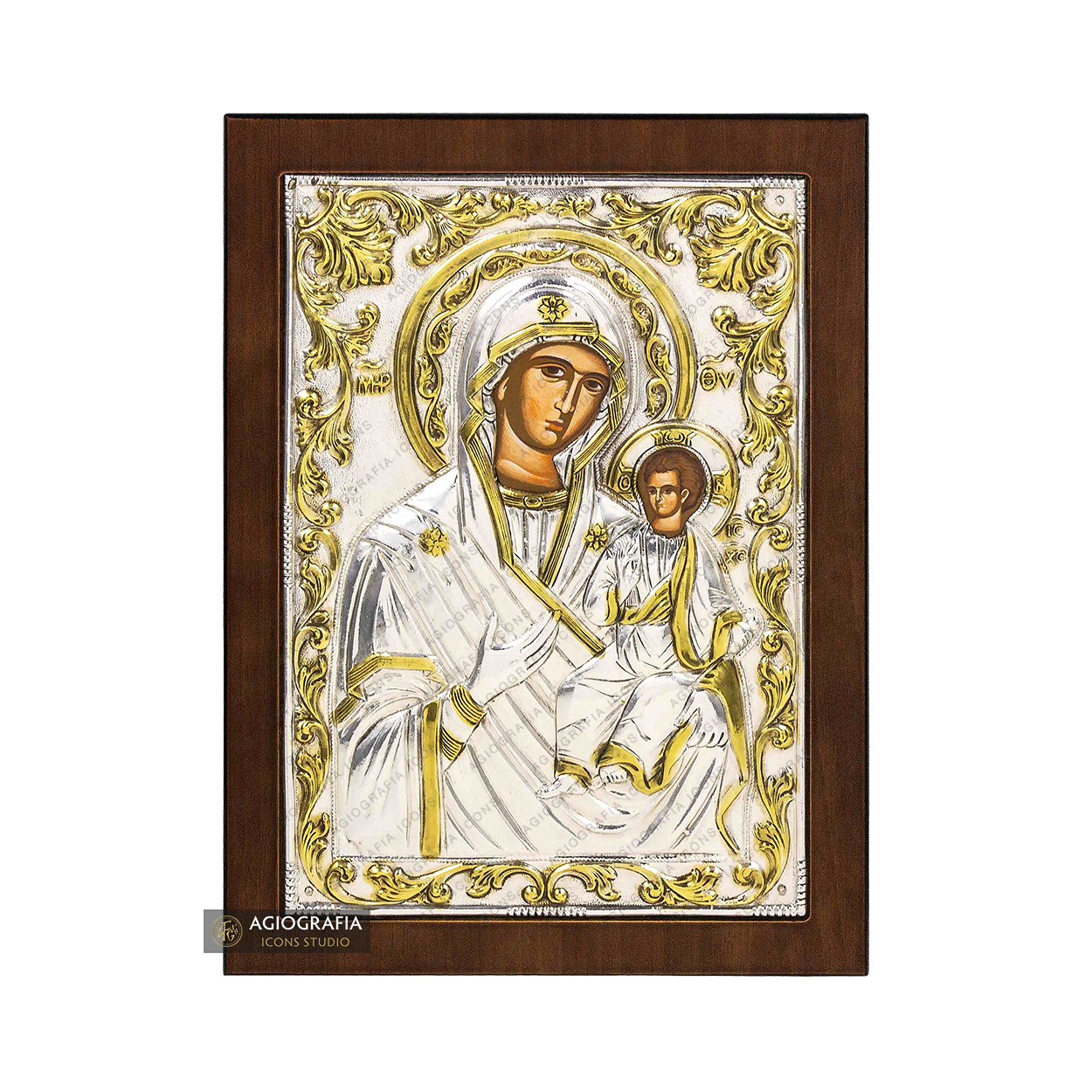 Virgin Mary the Directress Christian Orthodox Silver Plated Icon