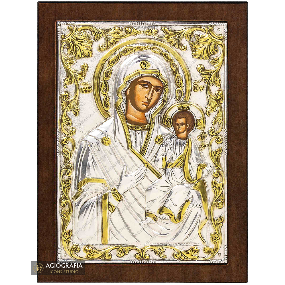 Virgin Mary the Directress Christian Orthodox Silver Plated Icon