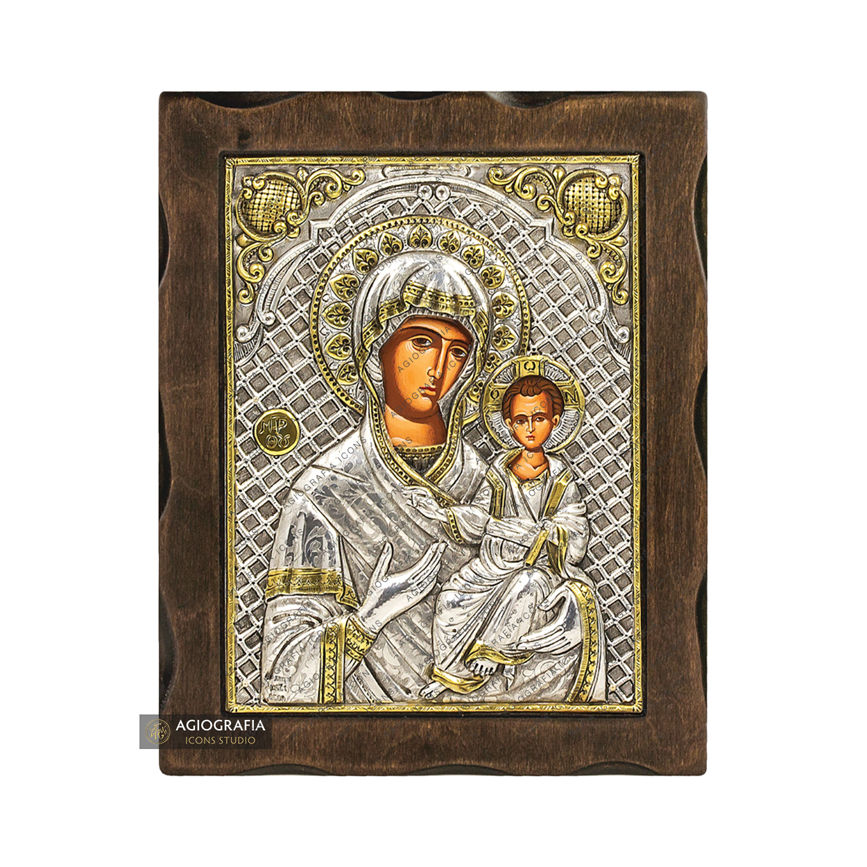 Virgin Mary the Directress Pure Silver and 24k Gold Plated Icon