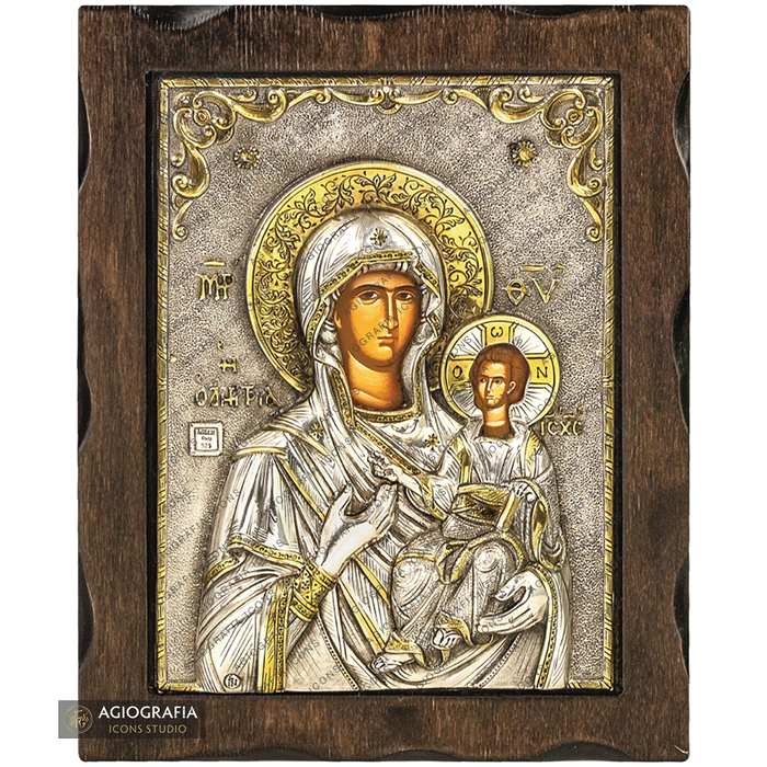 Virgin Mary the Directress Pure Silver and 24k Gold Plated Icon