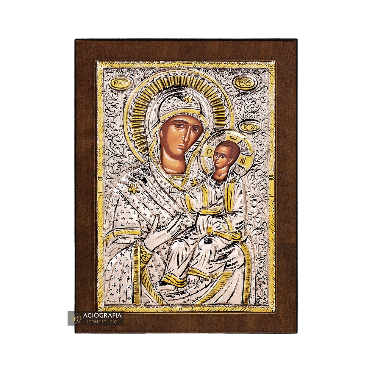 Virgin Mary the Directress Christian Orthodox Silver Plated Icon