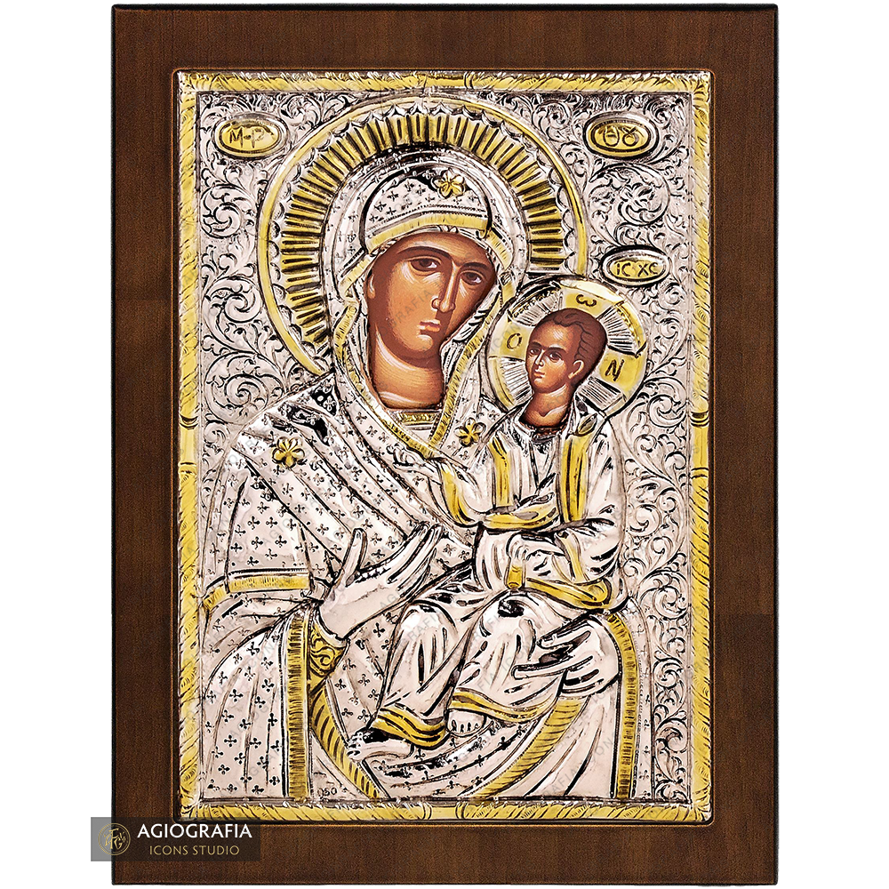 Virgin Mary the Directress Christian Orthodox Silver Plated Icon