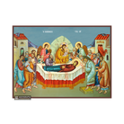 Dormition of Virgin Mary Orthodox Wood Icon with Blue Background