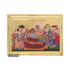 Dormition of Virgin Mary Icon on Wood with Gilding Effect