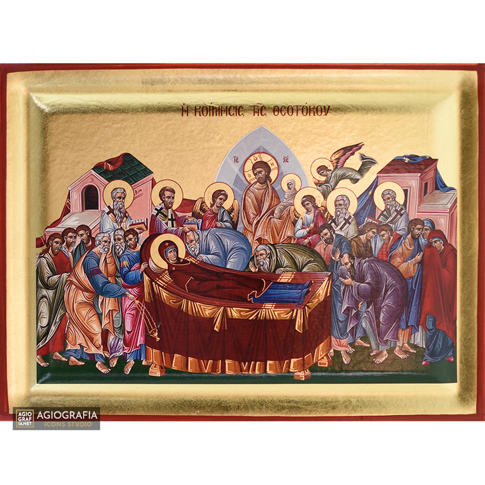 Gottesmutter Entschlafung griechisch-orthodoxe Holzikone mit Blattgold