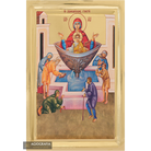 Virgin Mary Fountain of Life Icon on Wood with Gilding Effect