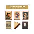 18k Virgin Mary Icons Set - 3 Small Gold Leaf Christian Icons