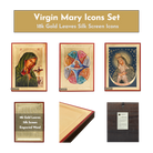 18k Virgin Mary Icons Set - 3 Small Gold Leaf Christian Icons