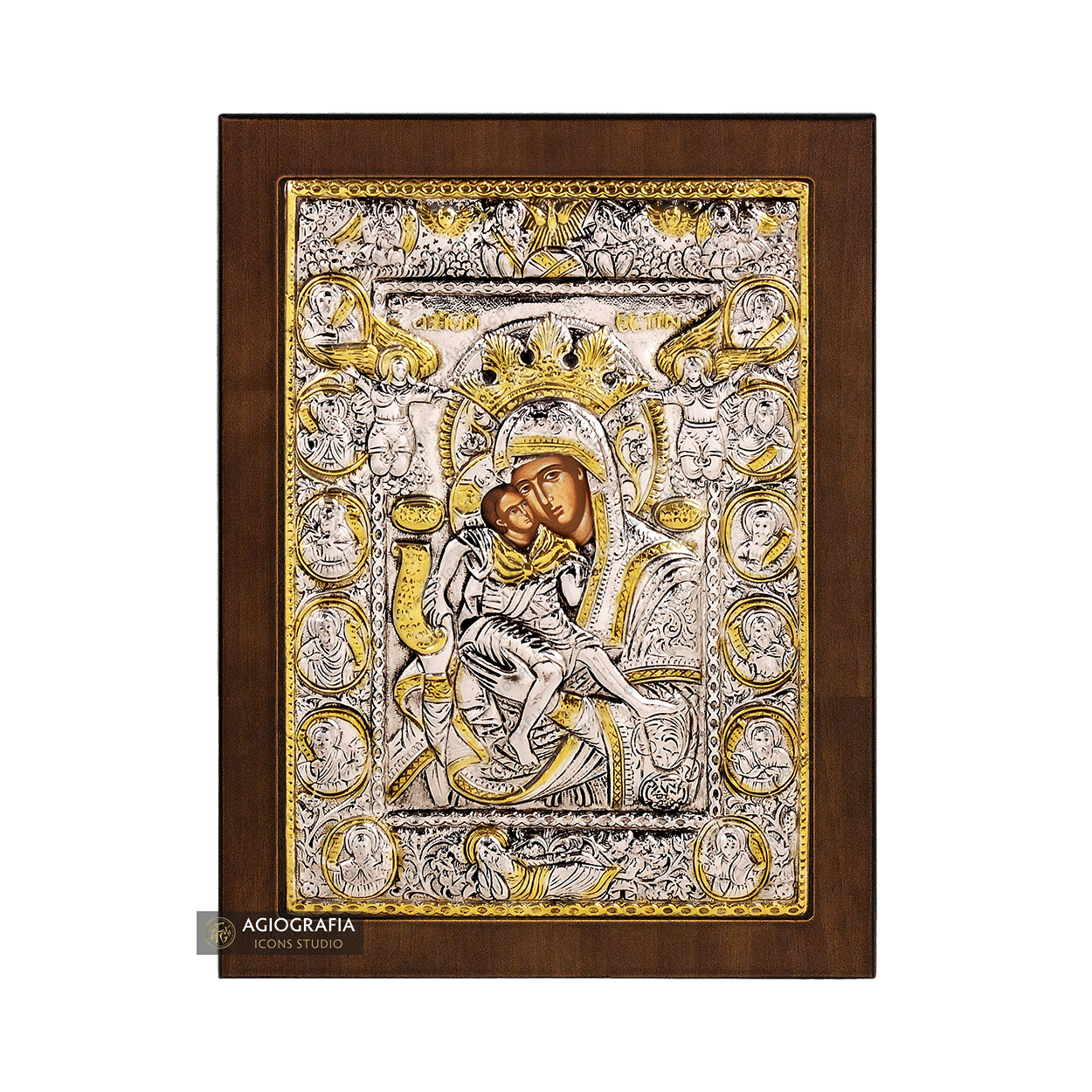 Virgin Mary It is truly meet (Axion Esti) Orthodox Silver Plated Icon