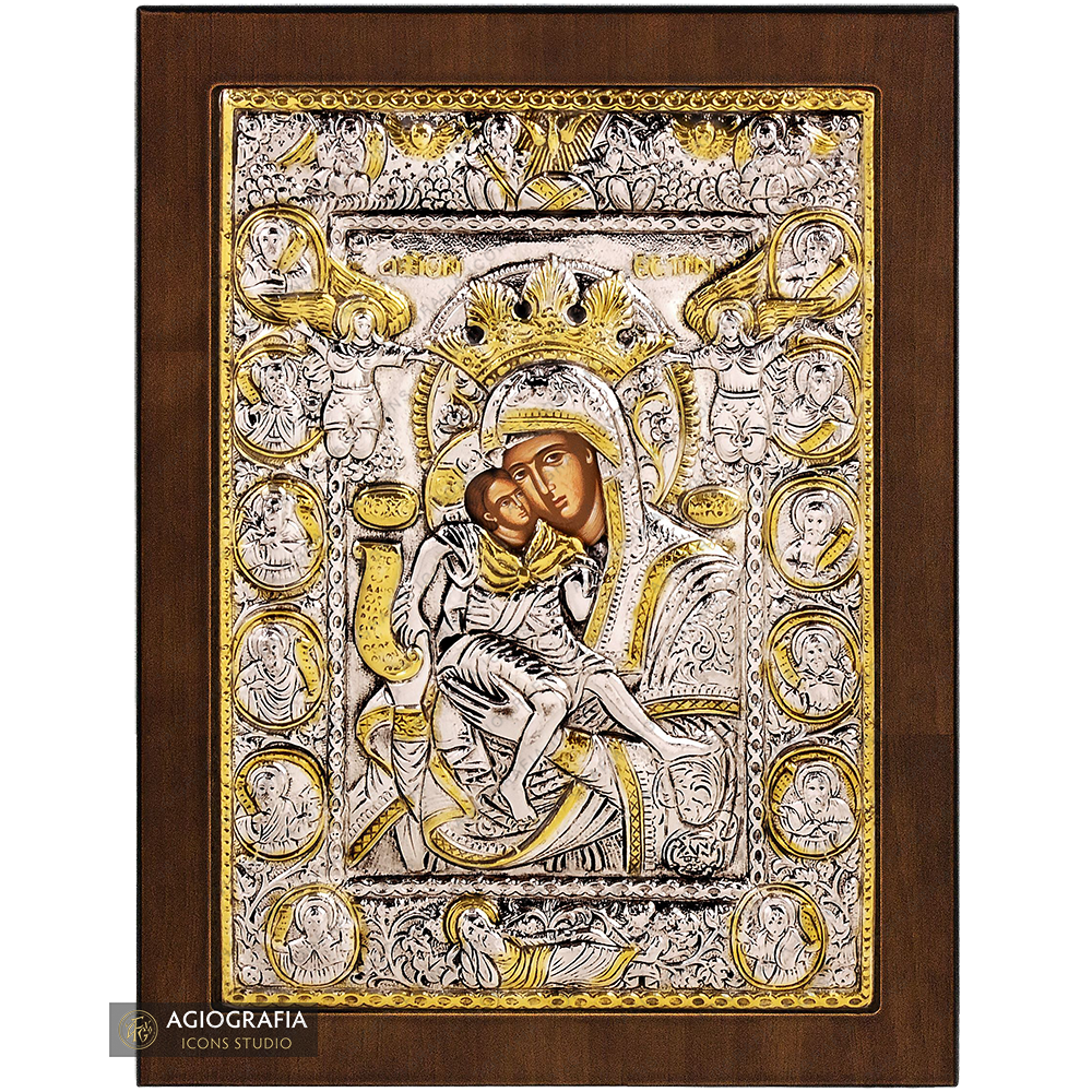 Virgin Mary It is truly meet (Axion Esti) Orthodox Silver Plated Icon