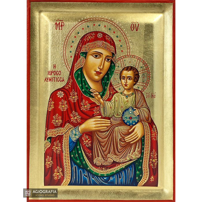 Gottesmutter von Jerusalem ostchristliche Ikone auf Holz mit Blattgold