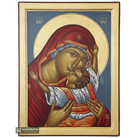 Virgin Mary Kardiotissa Handwritten Icon with Matte Gold Leaves