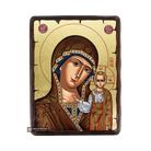 Virgin Mary of Kazan Greek Orthodox Wood Icon with Gold Leaf