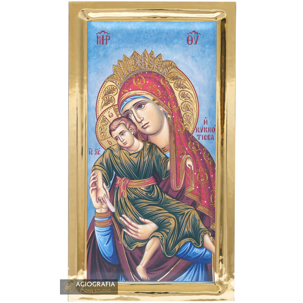 Virgin Mary of Kykkoy Orthodox Icon with Gilding Effect
